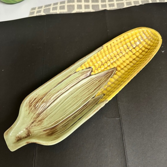 Vintage Set of Corn in Husk Pottery of Jug Platter Salt & Pepper Shakers Rare - Picture 4 of 9